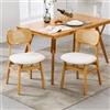 Ya-Home Set di 2 Sedie Sala da Pranzo in Rattan con Gambe in Legno, Beige
