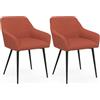 IDMarket - Set di 2 sedie da sala da pranzo, poltrone da tavolo Jany in velluto a coste Terracotta