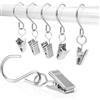 Aililong 50 mollette per tende e anelli per tende con clip, durevoli e multifunzionali, clip per tenda e clip con gancio per decorazione della casa (argento)