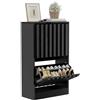 UEV Scarpiera Ingresso 2 Cassetti Strisce a Legno 52x24x86,5cm, Nero