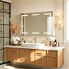 BIYFSDS Armadietto da bagno con specchio e LED a 3 ante, armadietto da toilette con specchio e presa, specchio da bagno con vano portaoggetti e 3 ripiani regolabili (Bianco-3, 100x14x60 cm)