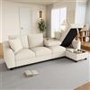Trdlpyn Divano ad Angolo 4 Posti in Ciniglia, Chaise Longue con Vano Contenitore Estraibile, Schienale Pieghevole(Due Portabicchieri)Salotto Soggiorno Divano a Sinistro o Destro, Beige, 280x136x82 cm