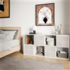 JiaOyu Libreria in rattan, credenza con ante, 8 scomparti, per libri, giocattoli, in legno, per soggiorno, studio (bianco)