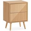 HOMN LIVING Comodino Telmo 2 cassetti Colore Rovere, 40 cm (Larghezza) 30 cm (profondità) 55 cm (Altezza)