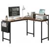 Xinyvee Scrivania a forma di L, tavolo da gioco, vintage, rettangolare, 124 cm, reversibile, con supporto per monitor, custodia per ufficio, casa, ufficio, workstation industriale, marrone