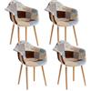 GrandCA HOME Set di 4 Sedie da Pranzo Moderne con Braccioli, Gambe in Faggio, Sedie da Cucina Patchwork Nordiche per Cucina, Soggiorno, Sala da Pranzo, Camera da Letto (EF)