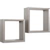 MODULARREDO | GINEVRA Set di 2 Mensole da Muro, Cubo Arredo, Mensole da Parete, Portaoggetti, 35x35 p15.5 cm e 30x30 p15.5 cm, Rovere Grigio Nuovo - Made in Italy