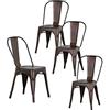 GrandCA HOME Sedia a vento industriale,Set di 4 Sedie da Giardino Impilabili Vintage Nere con Schienale per Bar Ristorante (Rame)