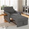 HOOGDLJ Divano Letto Poltrona, Divano Letto 3 in 1 con schienale regolabile in 5 posizioni, Poltrona Allungabile,Poltrona Divano con cuscino e tasca laterale, tessuto di ciniglia (grigio)