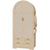 Azkoeesy Armadio moderno a forma di arco, effetto rattan, 4 cassetti, maniglie dorate, 80 x 50 x 179 cm, per camera da letto e corridoio (quercia)