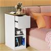 Rcynview Comodino Camera da Letto Moderno con 2 Scomparti 1 Cassettiera Stretto in Legno Tavolino da Divano Soggiorno 25x45x70 cm Comodino Bianco