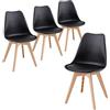 JZGORC Set di 4 sedie da cucina in stile nordico, Gambe in plastica color kaki, sedili imbottiti in similpelle, Adatte per Sala da Pranzo, Soggiorno, Cucina, Camera da Letto-Nero