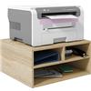 HOMCOM Supporto per stampante per scatola da ufficio, mobile da ufficio, con 3 scomparti, organizer da ufficio, 47 x 40 x 22,5 cm, effetto legno naturale