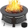 TLSUNNY Braciere da Giardino, Braciere da Esterno Multifunzionale, Braciere Rotondo con Parascintille e Griglia per galvanizzata, outdoor fire pit 80x80x50 cm, per Spiaggia, Camping,Riscaldamento,BBQ