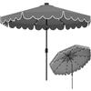 KOMFOTTEU Ombrellone da Giardino Ø 300 cm con 24 Luci a LED, Apertura a Manovella, Inclinazione Regolabile a 35°, Ombrellone da Esterno per Terrazza, Spiaggia, Balcone, Anti UV, Senza Base (Grigio)