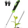 SilverChry Estirpatore Erbacce, 32 cm Attrezzo da Togliere Erbacce con Guanti, Diserbante Totale Potente con Manico, Weeder Tool, per Sarchiare, Dissodare e Smuovere Fossati