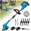 Vulaop Tagliaerba elettrico a batteria, 21 V, silenzioso, con manico telescopico (90 - 120 cm) e design pieghevole, 5 tipi di lame, 800 W, 18000 giri/min, per giardino e cortile, per cortili, giardini (2