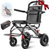 VOCIC U41 - Sedia a rotelle pieghevole, leggera, 8,6 kg, in alluminio, ultraleggera, portatile, con pneumatici a nido d'ape da 20 cm (nero lucido)