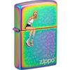Zippo Accendino antivento, motivo: Roller Skate Girl, finitura multicolore, incisione laser, ricaricabile, design antivento, confezione regalo, prodotto negli Stati Uniti