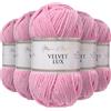 Utopia Crafts Velvet Lux - Filato di ciniglia super morbido per lavorare a maglia e uncinetto, 5 confezioni da 100 g (rosa tulipano)
