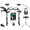 XDrum DD-250 E-Drum Set con Mesh Heads - Batteria elettronica con 4 Drum Pads, 3 Piatti Pad, Pedali Kick & Snare, Rack e Bacchette - Set incluso sgabello, cuffie, scuola e bacchette