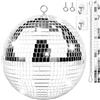Sunshine smile Sfera da discoteca da 25 cm, con anello appeso, sfera da discoteca, da appendere, ideale per feste o effetti di luce da DJ