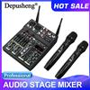 DEPUSHENG Mixer Audio a 4 Canali ad Alta Potenza con Amplificatore e Microfono, Console Digitale Depusheng UF4-M per Karaoke e Palcoscenico