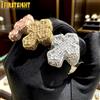 GIRLMIDNIGHT Anello da dito con croce ghiacciata Bling Colore argento Cubic Zirconia Prong Impostazione CZ Pietra Luxulry Uomo Donna Gioielli di moda Hip Hop