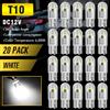NONE 20x T10 Led W5W Car Light COB Glass 6000K White Auto Automobiles 194 168 2825 lampada targa Dome Light Reading DRL Bulb 12V