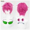 NONE Parrucca cosplay Saiki Kusuo di alta qualità rosa rosa capelli sintetici corti resistenti al calore parrucche per giochi di ruolo anime + cappuccio per parrucca