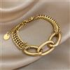 Slavena Bracciale color oro argento in acciaio inossidabile 316L per donna Braccialetti a catena spessa con cerchio geometrico esagerato Gioielli impermeabili