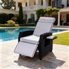 NONE HOMAVO Sedia a Sdraio in Rattano con Schienale Regolabile, Tavolino Laterale, Impermeabile e Resistente ai Raggi UV, Adatta per Interni, Balcone, Terrazza e Giardino