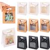 NONE 6/12 sacchetti di carta Kraft con finestra, scatola regalo riutilizzabile per donne, caramelle biscotti imballaggio matrimonio festa di Natale