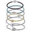 NONE Nuovo braccialetto pendente di lusso con stella a cinque punte a forma rotonda in pelle da 17-20 cm in argento sterling 925 per gioielli da donna con ciondoli di perline fai da te
