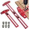 NONE Scriber in alluminio Marcatura Lavorazione del legno 2 in 1 Foratura Posizionamento Punteggio Righello T Maschera per tasselli quadrati con trapano da 6/8/10 mm