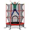 HOMCOM Trampolino per bambini HOMCOM Ø 1,63 × 1,9H m con rete di sicurezza, porta con cerniera, coprimolle, 6 pali imbottiti inclusi, Rosso