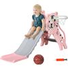 AIYAPLAY Scivolo AIYAPLAY per bambini, scivolo da interno per bambini, con canestro da basket, tema tigre, da 18 a 36 mesi, fino a