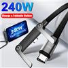 oozcc 240W Connettore Angolato 180° ° Supporto Pieghevole per Telefono con Ricarica Rapida, Cavo PD in Nylon per Sincronizzazione Dati, Compatibile con iPhone 17, Samsung, Xiaomi, POCO, Tesla
