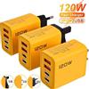 NONE Caricatore USB C PD a 4 porte da 120W con Quick Charge 3.0, adattatore di ricarica super veloce per iPhone, Samsung, Xiaomi