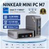 Ninkear Mini PC Ninkear M7 con Intel Core i7-1185G7, Windows 11 PRO, 16GB di RAM DDR4, SSD da 512GB, WIFI 6.0, BT5.2, raffreddamento a ventola.