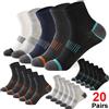 NONE Set di 20 Paia di Calzini da Uomo in Cotone Taglia Grande 38-45, Casual, Traspiranti, Sportivi, Invernali, Neri, Comodi, di Alta Qualità, Imbottiti