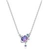 NONE CYCUFF Collana con ciondolo in argento sterling 925 con zirconi viola a forma di cuore per le donne, regali di compleanno, gioielli da sposa