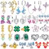 NONE Orecchini a cerchio pendenti con gemme a forma di farfalla, fiore, ape, fiocco, cuore, trifoglio, ciliegia, placcati in argento S925, regalo di gioielleria per donna - Collezione 2026
