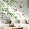 NONE Adesivi Murali Decorativi per Casa, Pianta Verde Rampicante con Rami e Uccelli, Decorazione Autoadesiva per Camera da Letto
