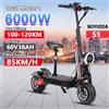 BOYUEDA Monopattino elettrico BOYUEDA S5 con motore da 6000W, batteria 60V38AH, connessione Bluetooth tramite app, funzione NFC intelligente, pneumatici fuoristrada da 11 pollici.