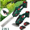 HGTUGO Tagliasiepi Elettrico Senza Fili 2 in 1 con Batteria da 2000mAh, Leggero e Portatile, Attrezzo da Giardino per Taglio Erba e Arbusti