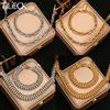 EILIECK Set di bracciali e collane in acciaio inossidabile per donna, colore oro, impermeabile, con texture metallica, catena spessa, gioielli alla moda