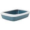 Savic lettiera gatto chiusa - Savic Iriz - blu - aperta - con bordo - facile da pulire - 50x37x14 cm