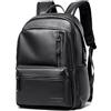 MATE ELAN Zaino in pelle per gli uomini, impermeabile 15 pollici Laptop Backpack, lavoro piccolo pelle sintetica Pc Vintage Pu Business Casual Backpack, nero