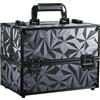 Frenessa 6 Vassoi Makeup Box Cosmetici Caso, Nero scuro.